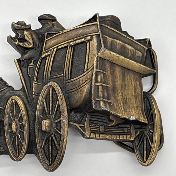 Vintage Bergamot Brass Works (1979) Stagecoach Cowboy Belt Buckle MADE IN USA - Picture 3 of 7